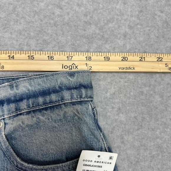 Good American Good Standard Barrel Jeans 14 Indigo High-Rise Wide Tapered Cuffed - Picture 9 of 13